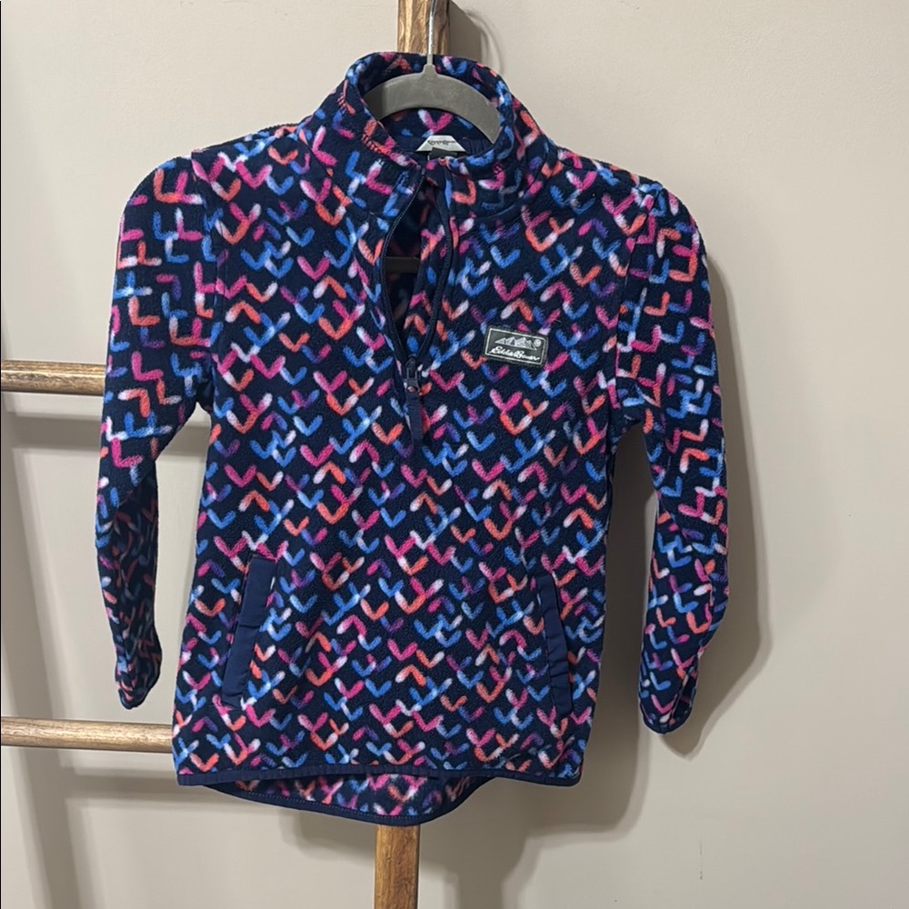 Eddie Bauer Multicolor Chevron Fleece Pullover